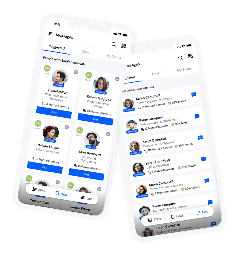 mobile mockup showing tag based matchmaking feature