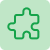 Green puzzle piece icon with a plus sign inside on a transparent background.