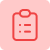 Clipboard icon with a checklist and a person silhouette in red.