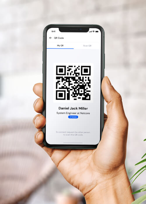 mobile phone mockup showing a QR code