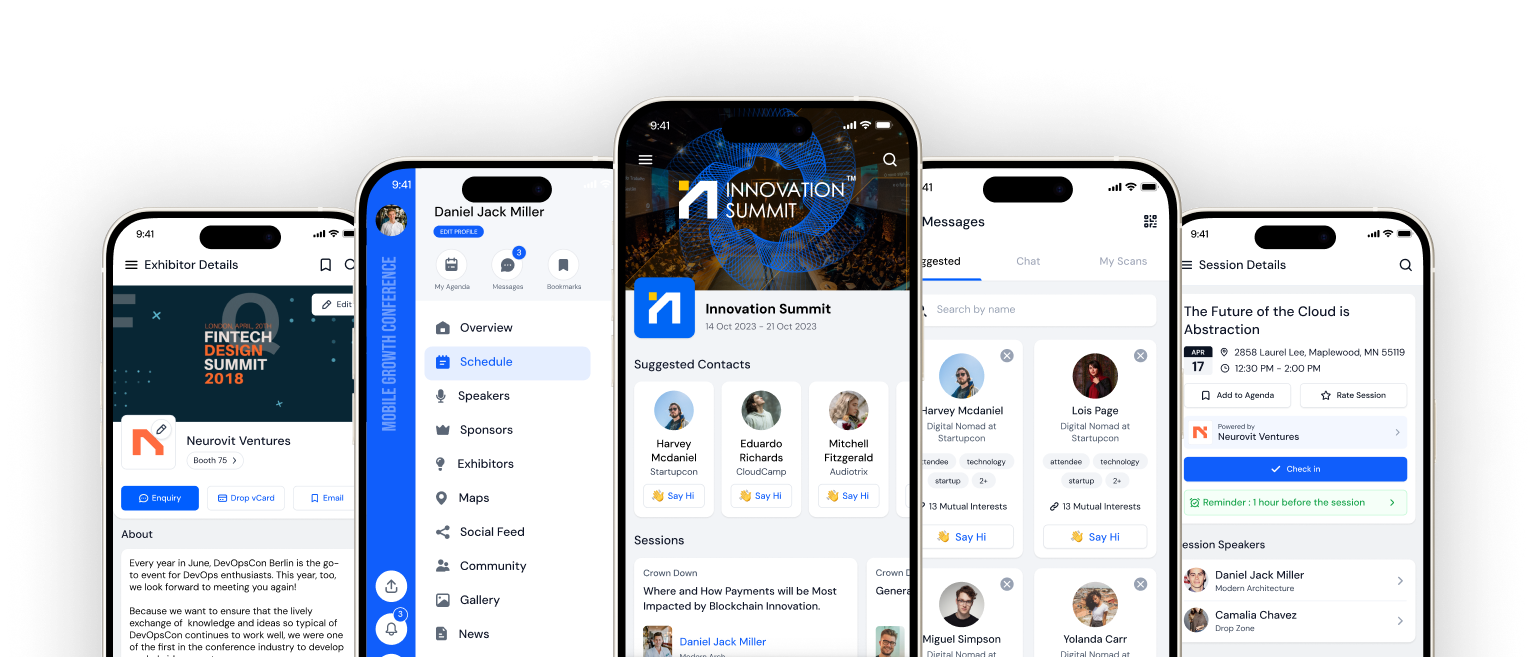 set of mobile mockup representing different feature