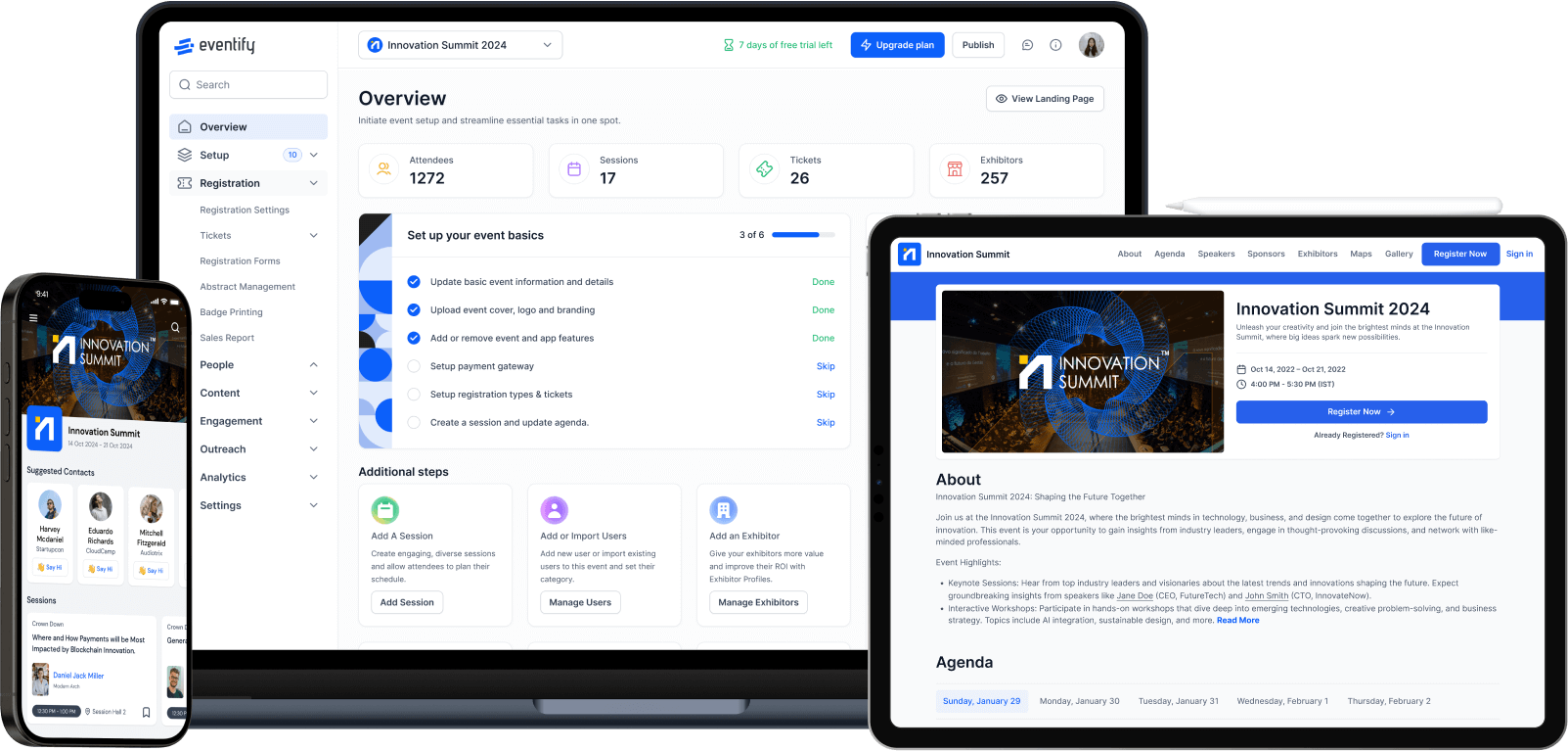 Virtual event platform dashboard