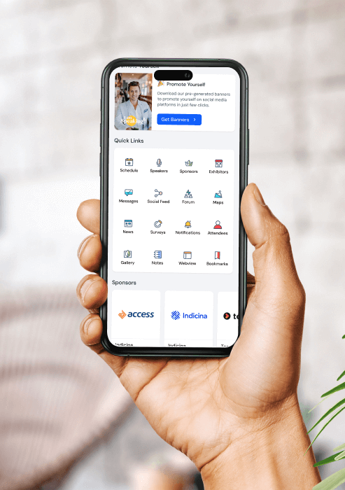 a mobile mockup showing quick links of all the host's features