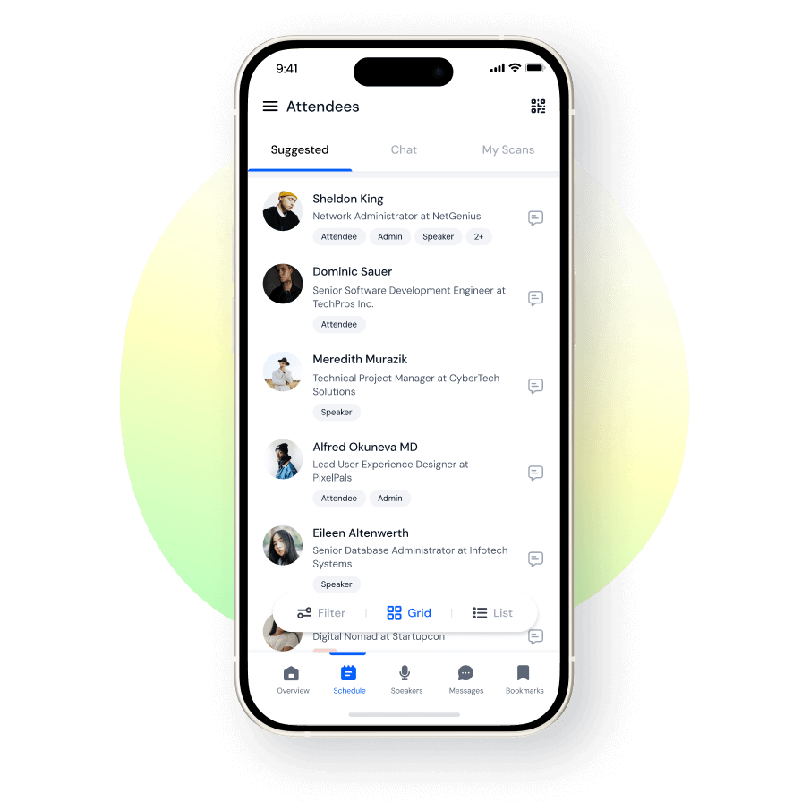 Our mobile conference app lets you do hybrid and AI networking alongside audio and text messaging