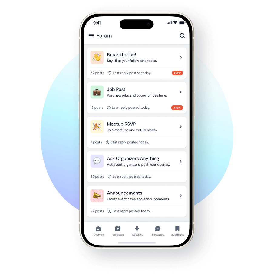 Mobile mockup showing event social community feature