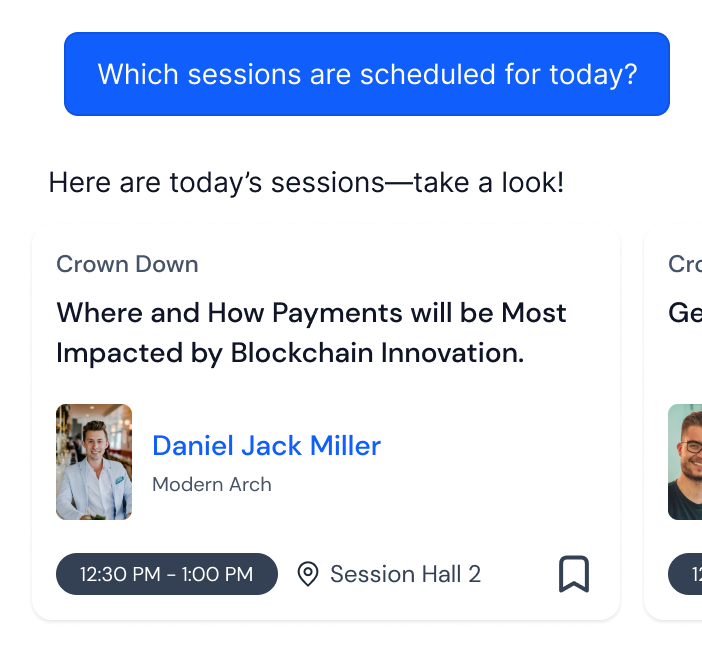 event ai feature of host answering questions related to sessions