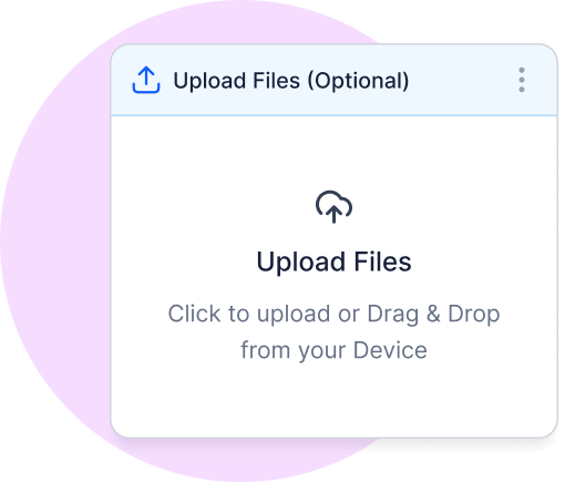 File upload interface box with instructions to click or drag and drop files from your device.
