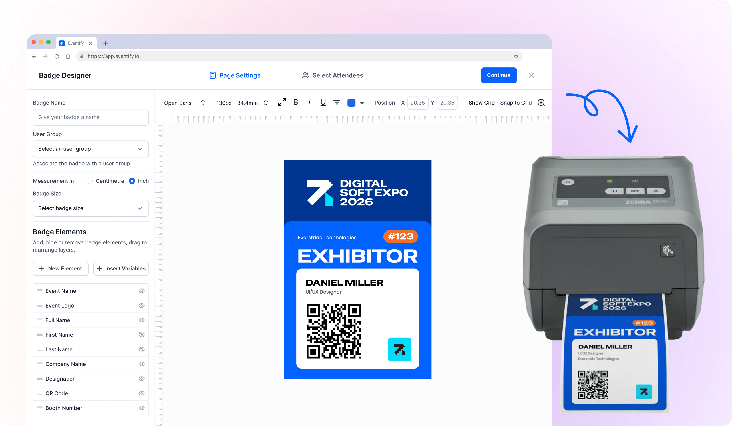 Two smartphones showing a meeting scheduling app screen with time slots on the left and a social feed with a group photo and user post on the right.