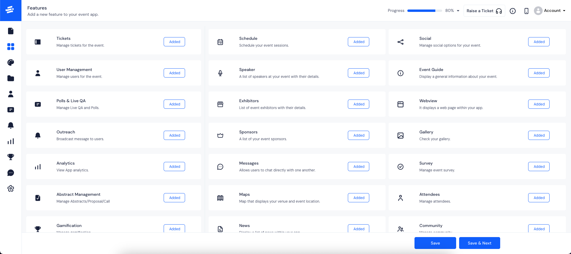 HOST Trade show app software dashboard